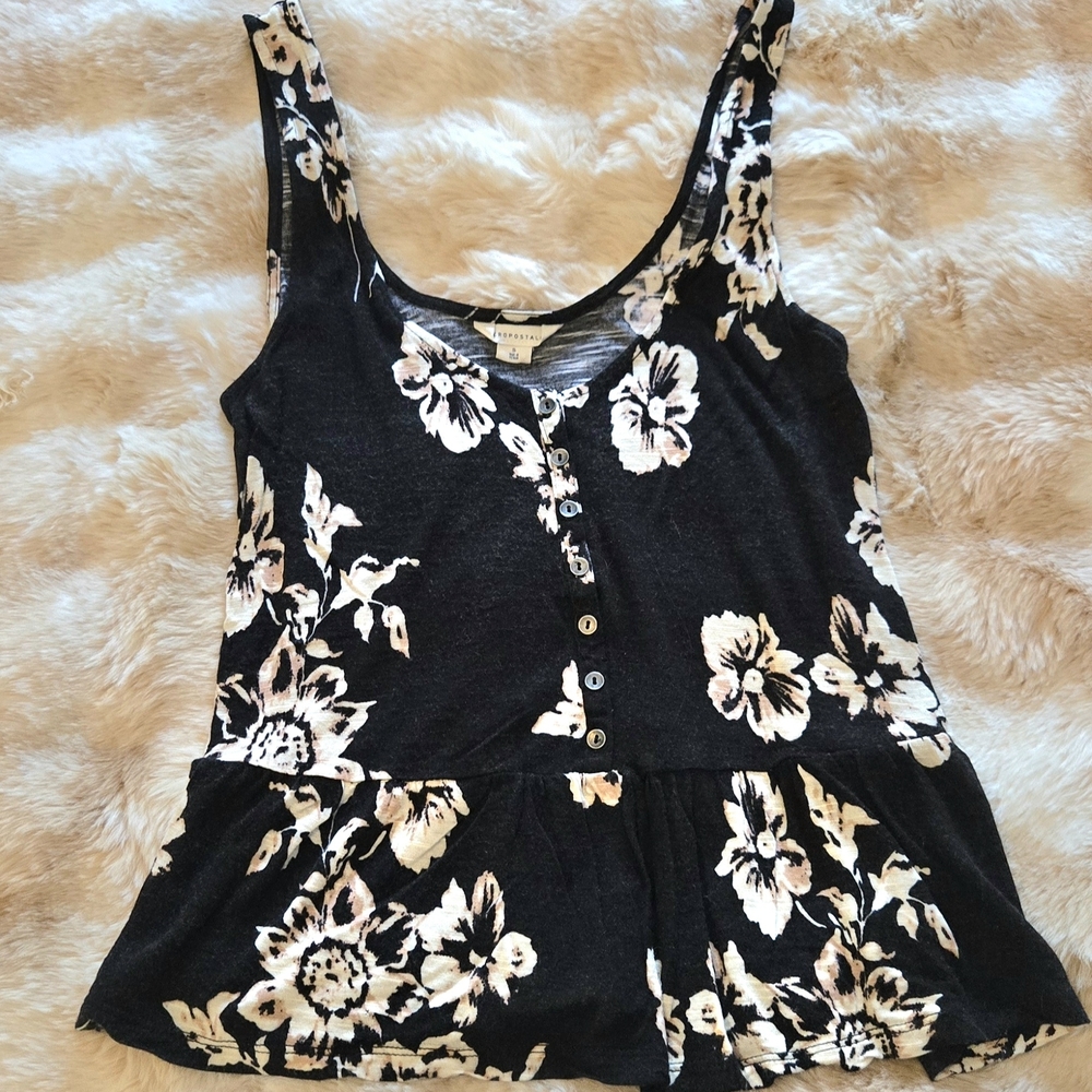 Aeropostale Black Floral Tank Top